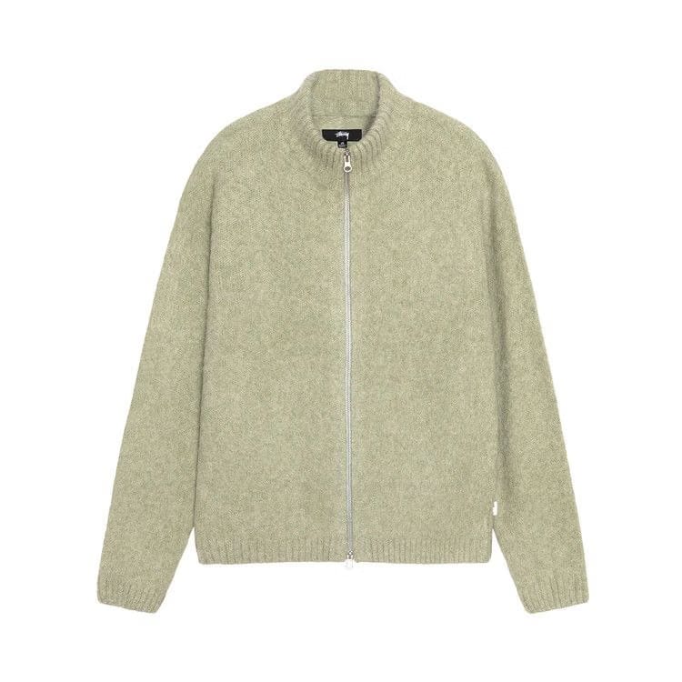 Stussy Full Zip Brushed Merino Sweater Sage