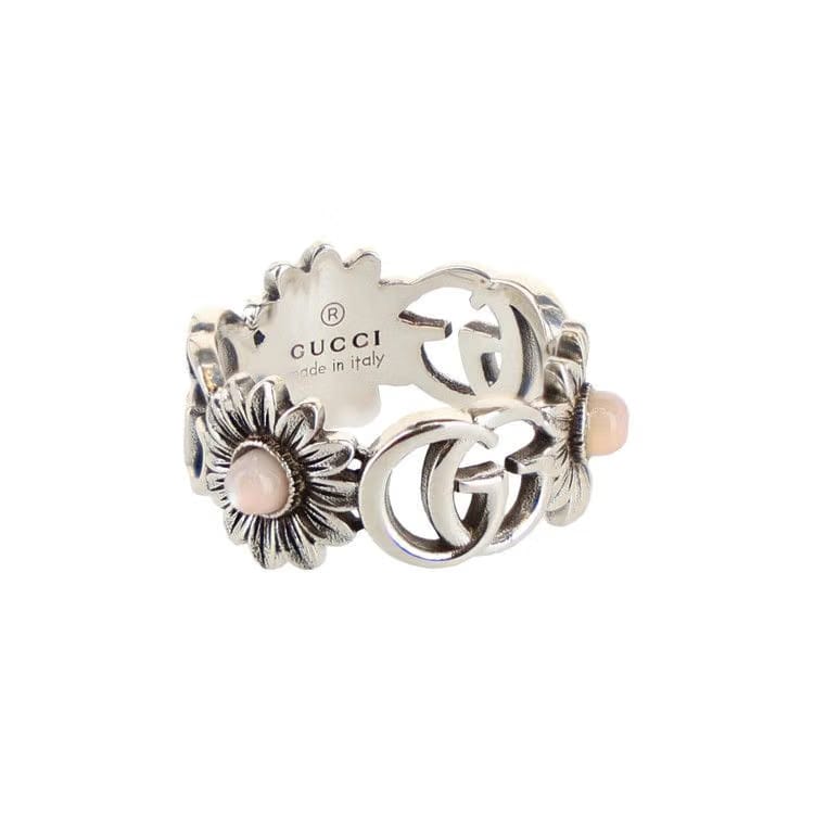 Gucci GG Marmont Mother-of-Pearl Ring Silver