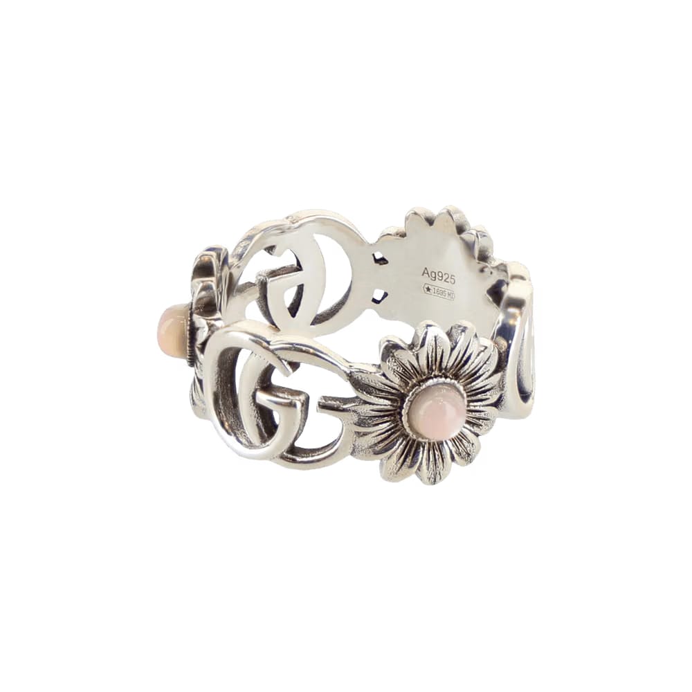 Gucci GG Marmont Mother-of-Pearl Ring Silver