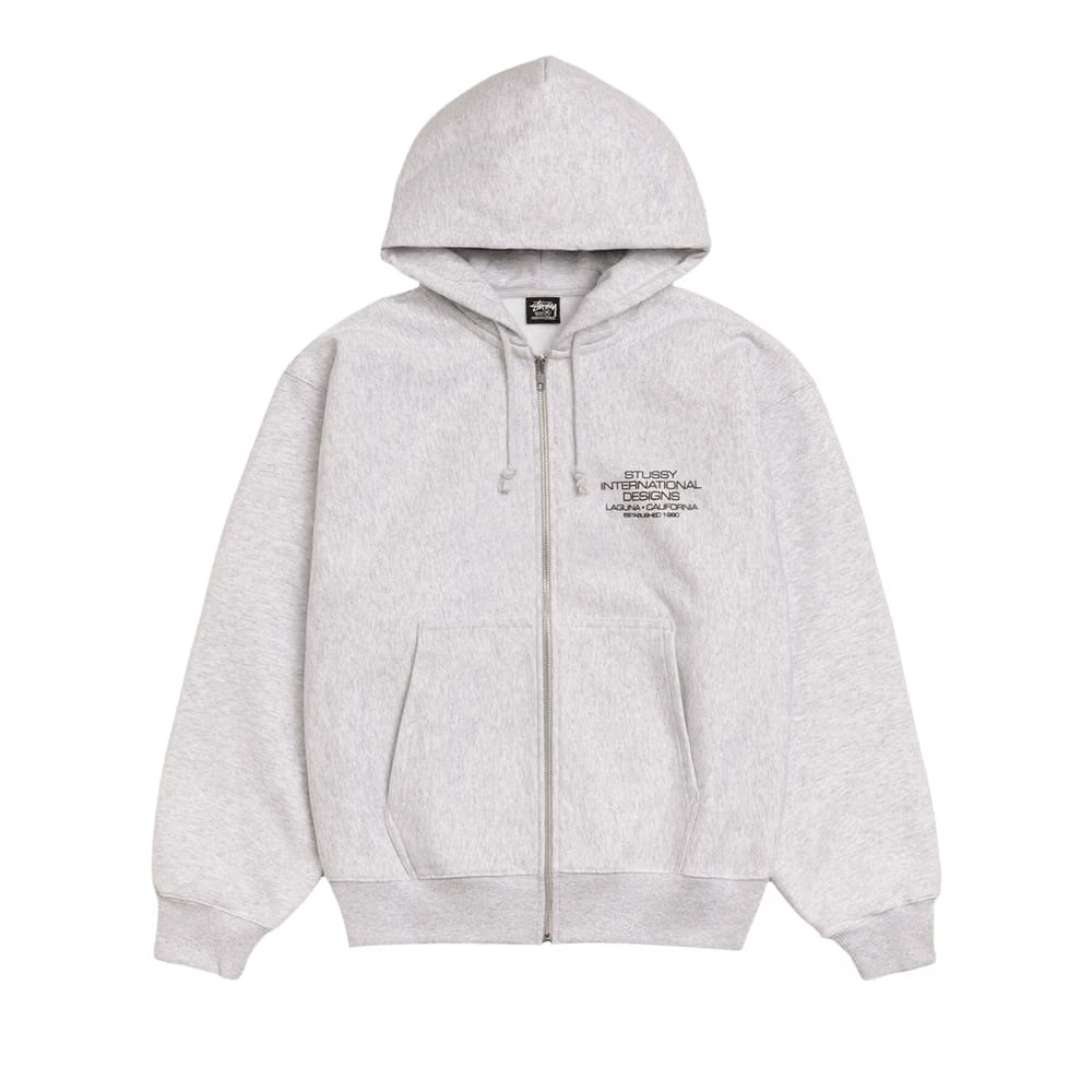Stussy International Designs Zip Hoodie Ash Heather