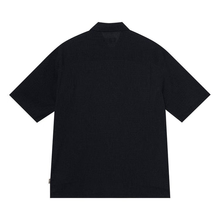 Stussy Boxy Flat Hem Crinkled Shirt Black