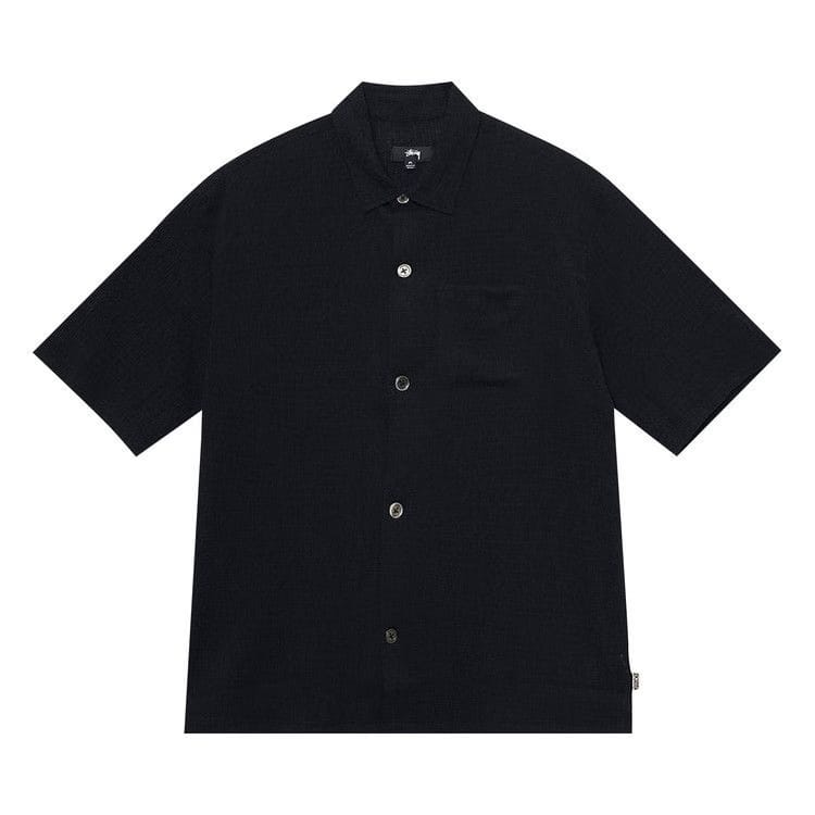 Stussy Boxy Flat Hem Crinkled Shirt Black