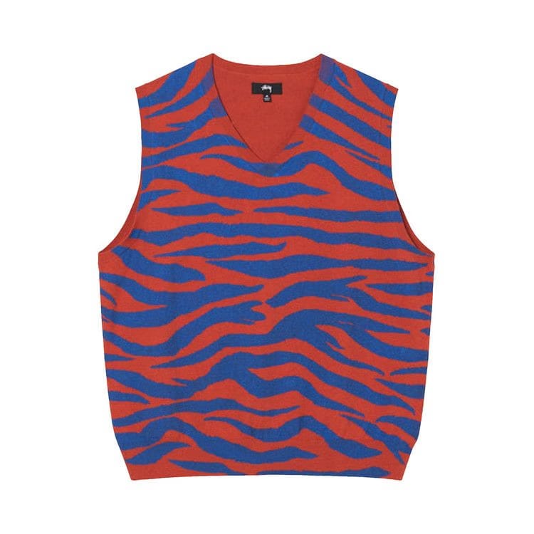 Stussy Tiger Printed Sweater Vest Red