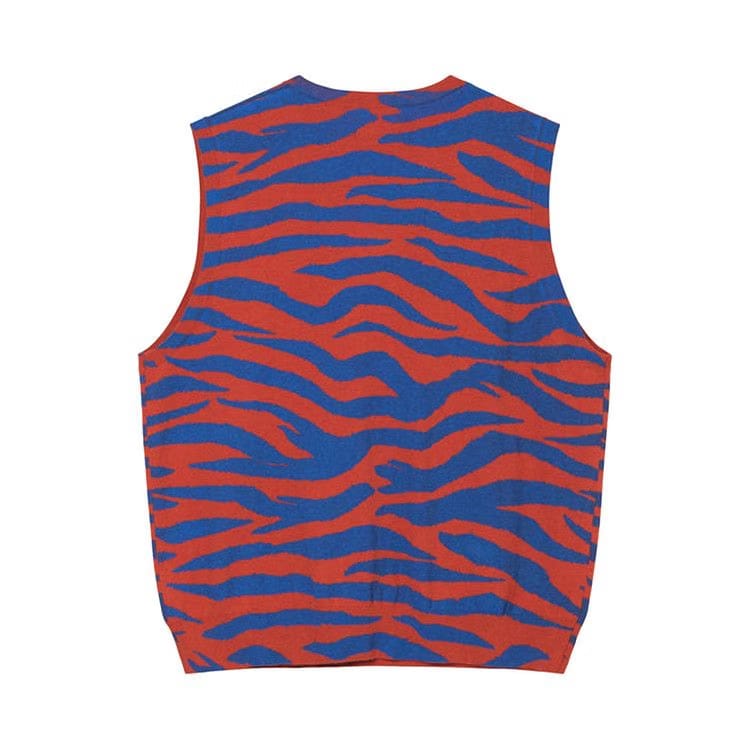 Stussy Tiger Printed Sweater Vest Red