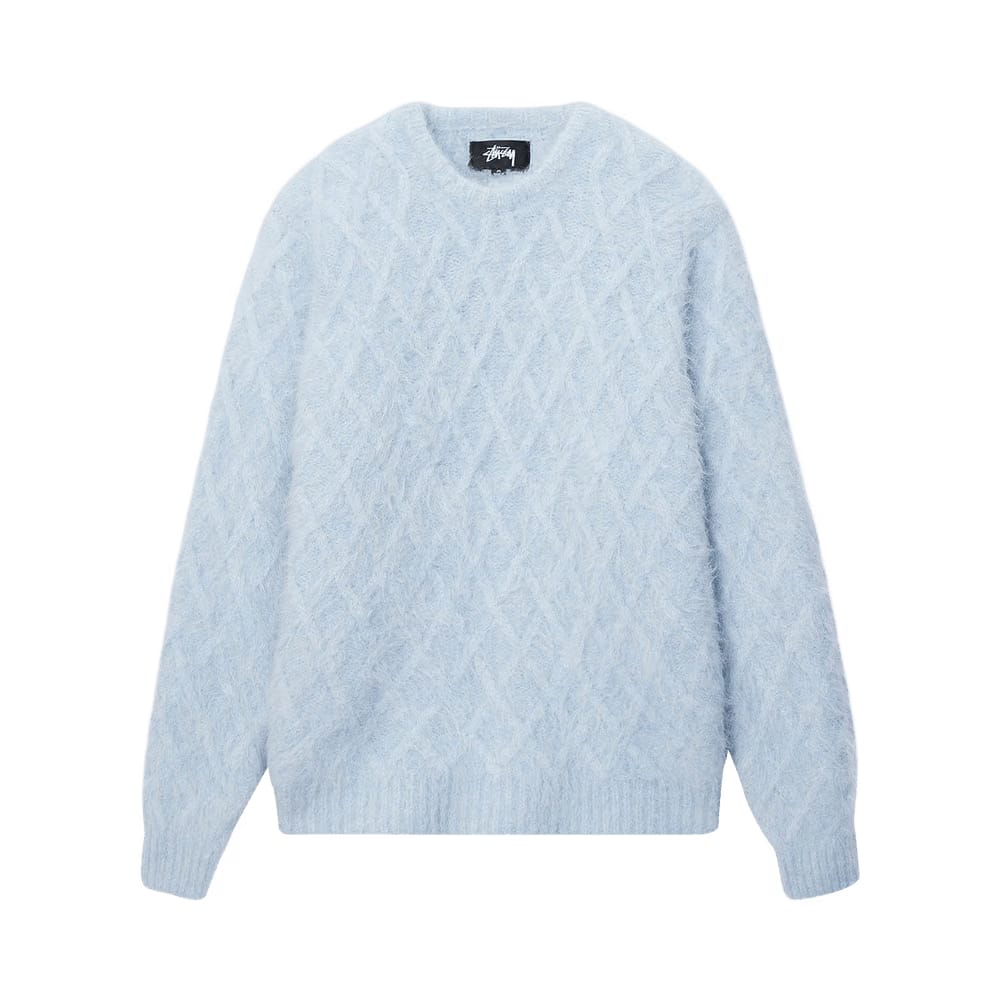 Stussy Fuzzy Lattice Crew Sweater Ice