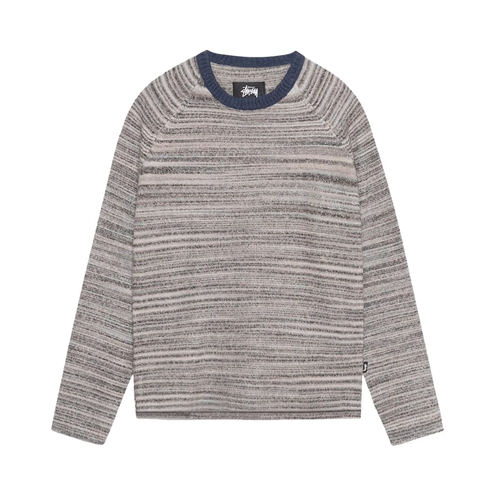 Stussy Textured Knit Contrast Collar Crew Grey Multi