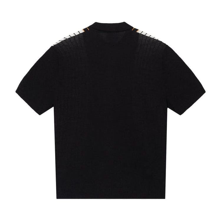 Stussy Textured Shorts-Sleeve Polo Sweater Black Stripe