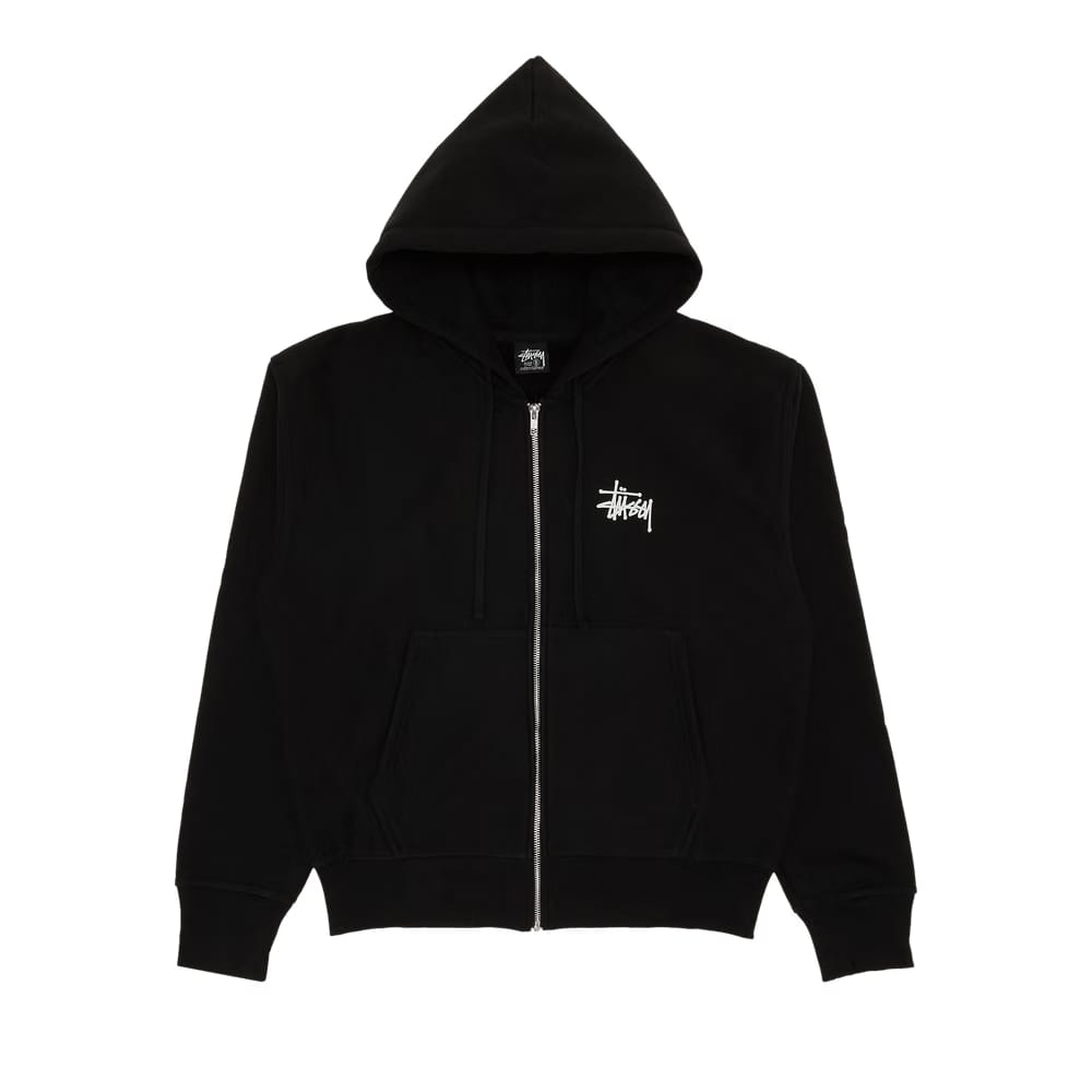 Stussy Basic Logo Zip Up Hoodie Black