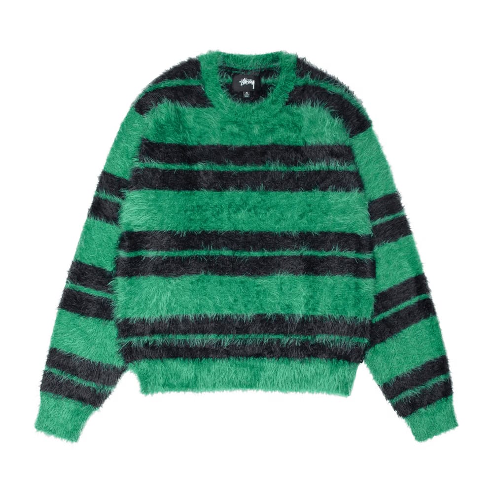 Stussy Hairy Stripe Crew Sweater Black/Green