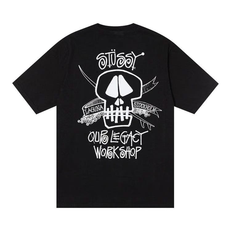 Stussy x Our Legacy Work Shop Surf Skull Pigment Dyed T-Shirt Black