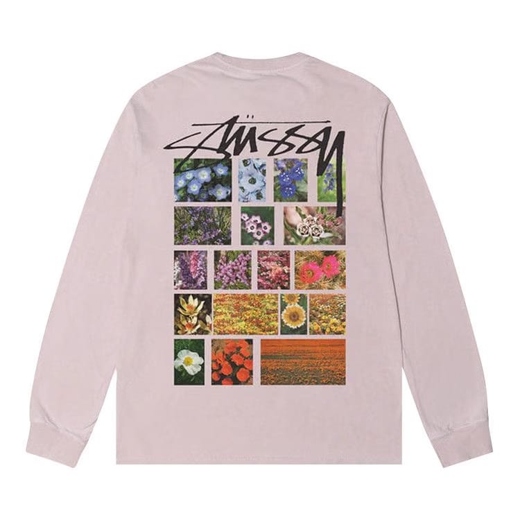 Stussy Flower Grid Pigment Dyed Long-Sleeve T-Shirt Blue