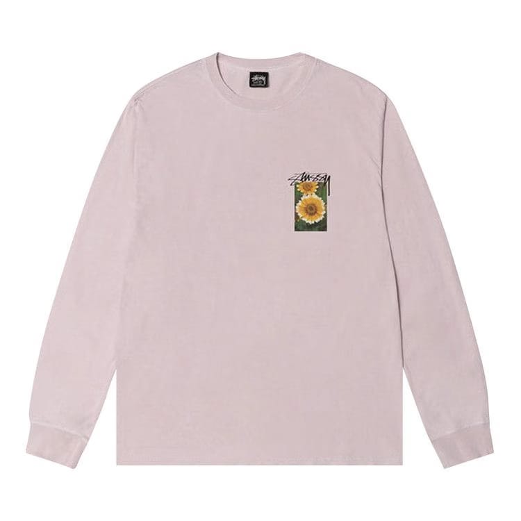Stussy Flower Grid Pigment Dyed Long-Sleeve T-Shirt Blue