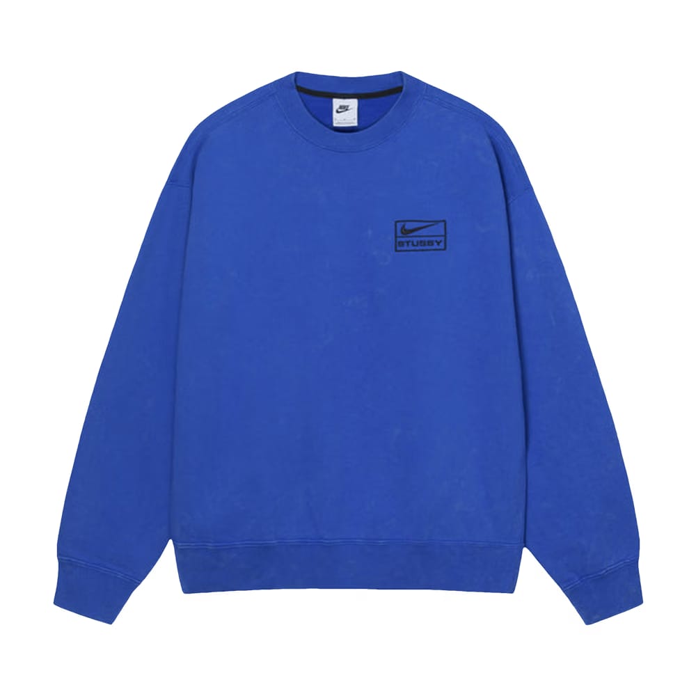 Stussy x Nike Acid Wash Fleece Crew Blue