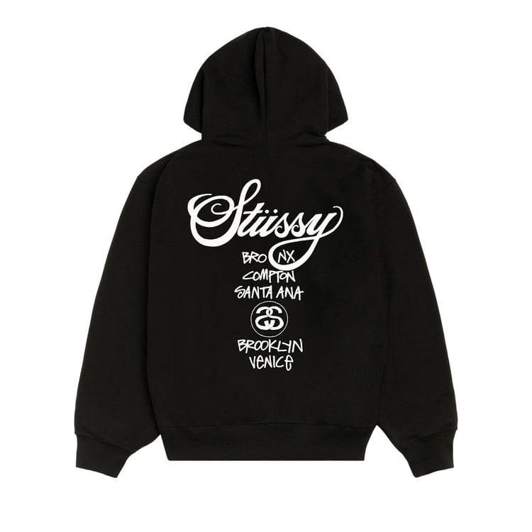 Stussy World Tour Zip Hoodie Black