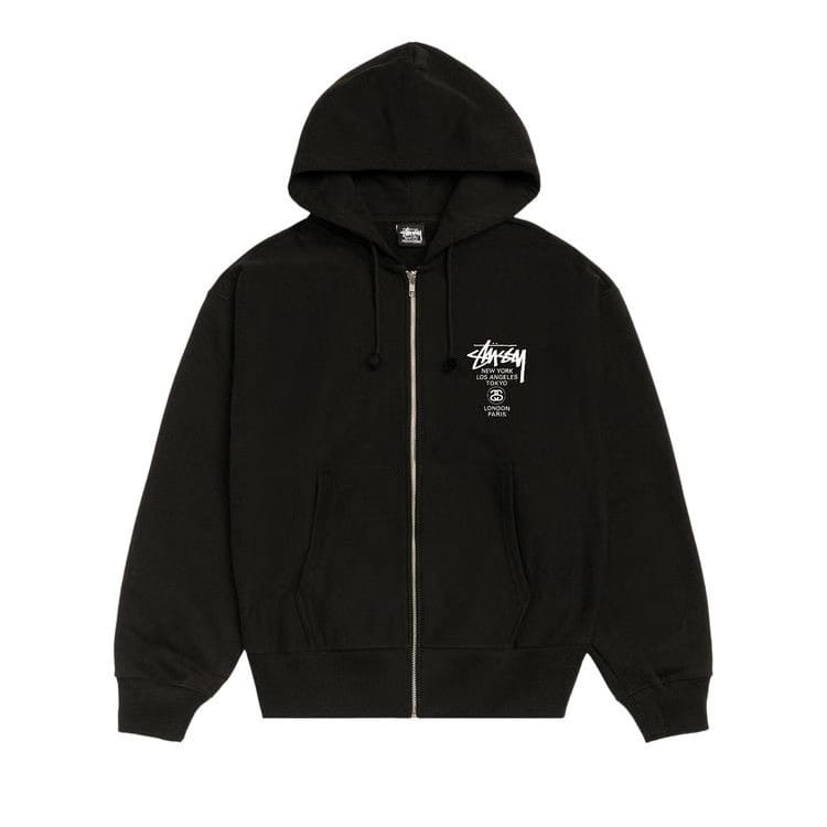 Stussy World Tour Zip Hoodie Black