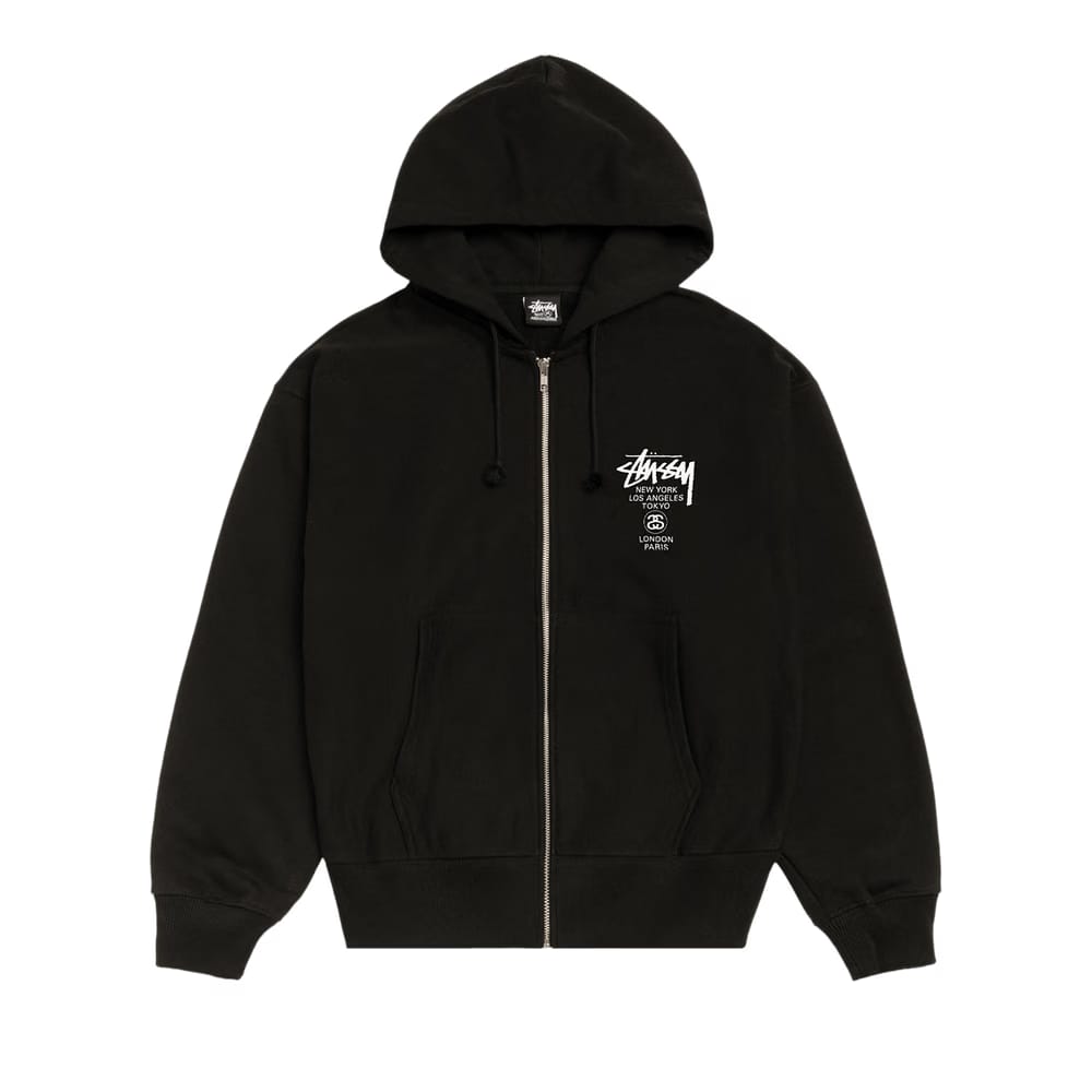 Stussy World Tour Zip Hoodie Black