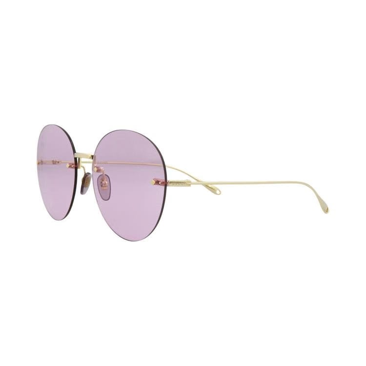 Gucci Round-Frame Metal Sunglasses Gold Pink