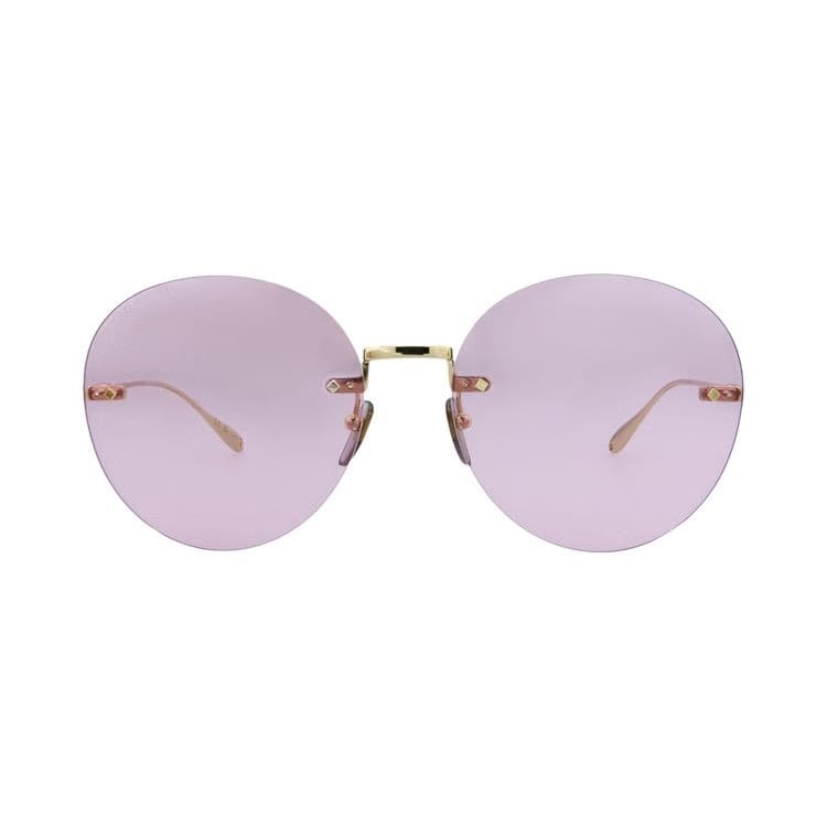 Gucci Round-Frame Metal Sunglasses Gold Pink