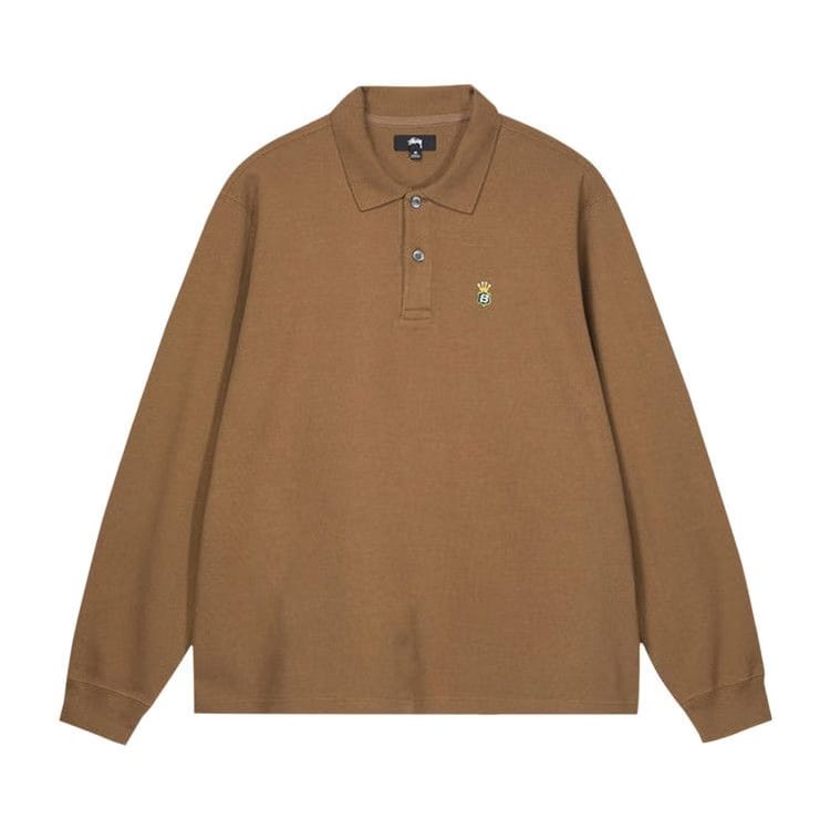 Stussy Long-Sleeve Rib Polo Light Brown