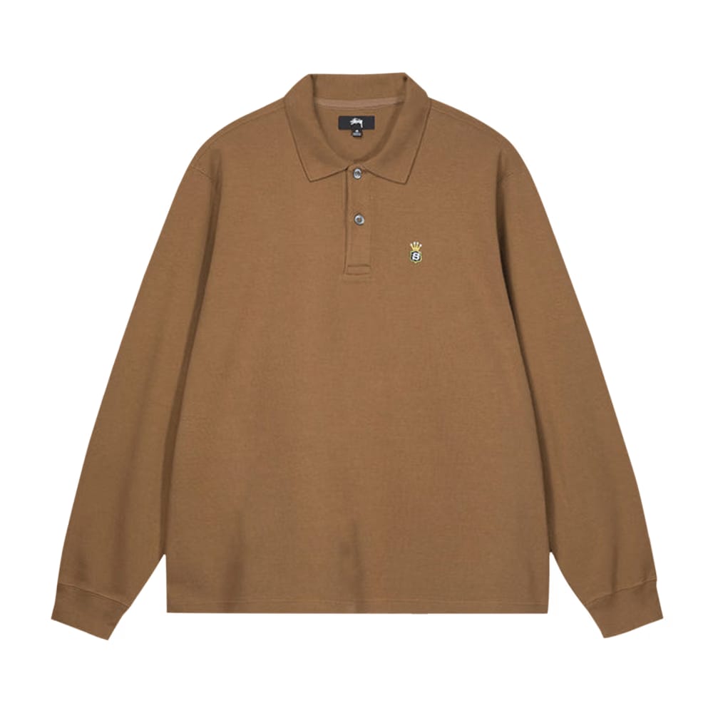 Stussy Long-Sleeve Rib Polo Light Brown