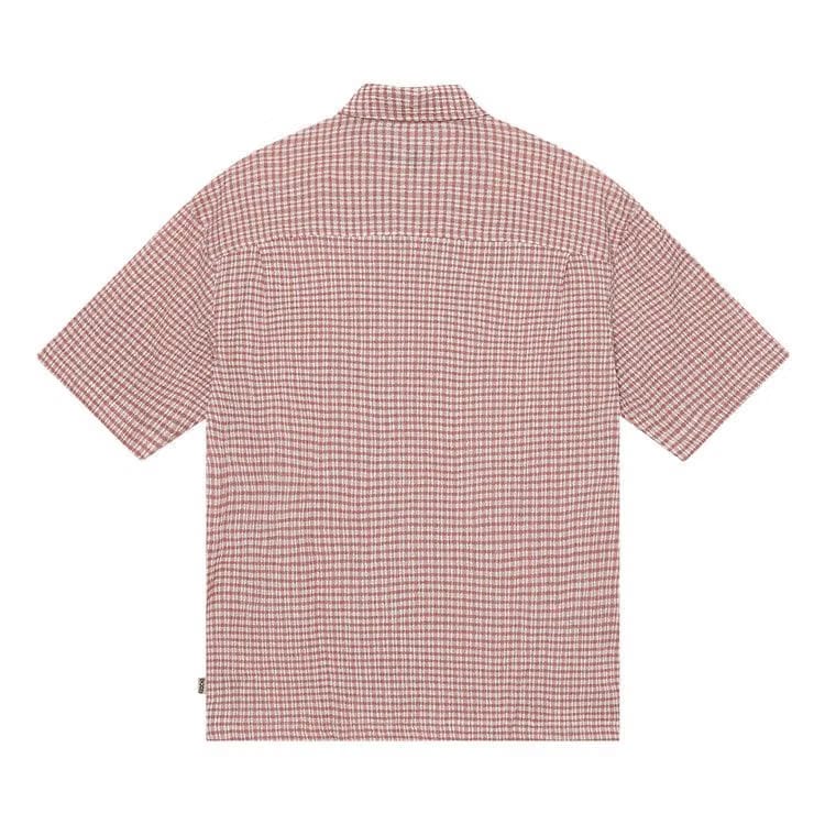 Stussy Wrinkly Gingham Shorts-Sleeve Shirt Dusty Rose
