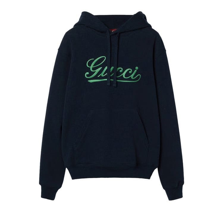 Gucci Script Logo Hoodie Navy