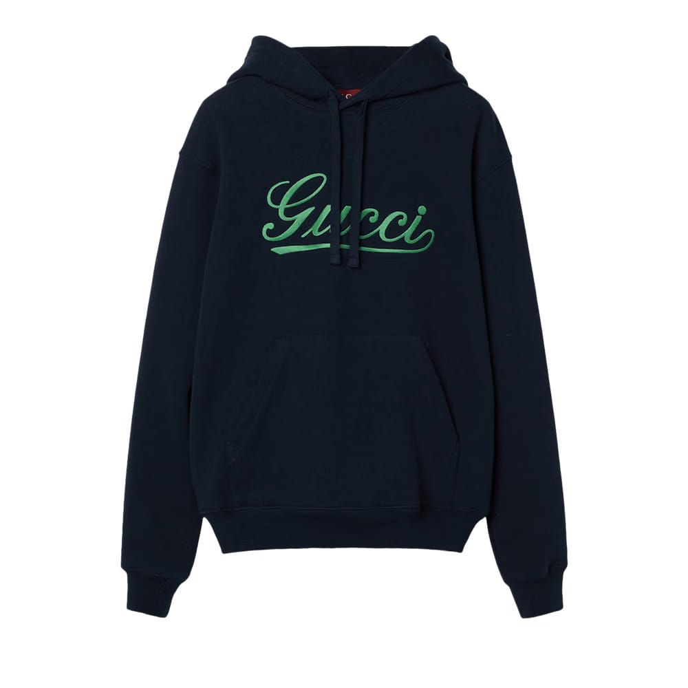 Gucci Script Logo Hoodie Navy