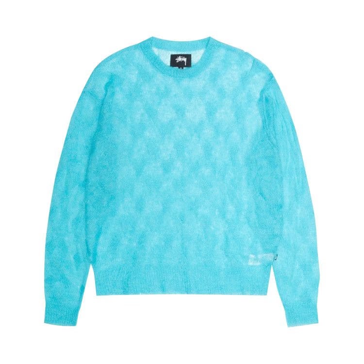 Stussy Loose Knit Cross Cable Sweater Cyan