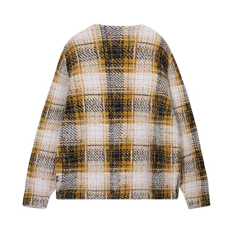 Stussy Hairy Plaid Cardigan Gold