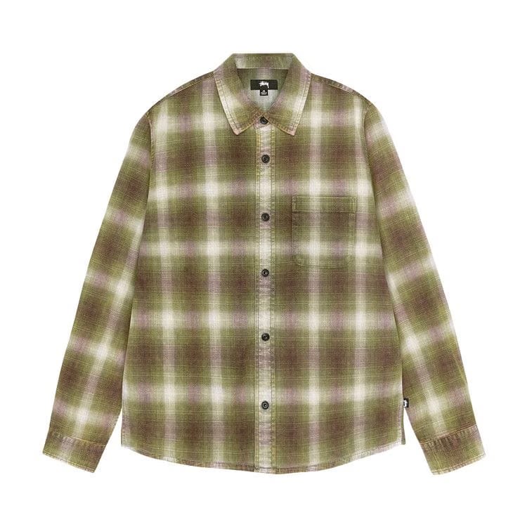 Stussy Rocco Flannel Plaid Shirt Green