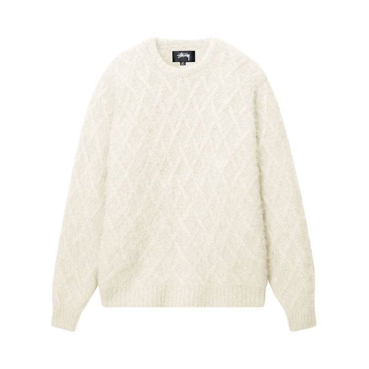 Stussy Fuzzy Lattice Crew Sweater Ivory