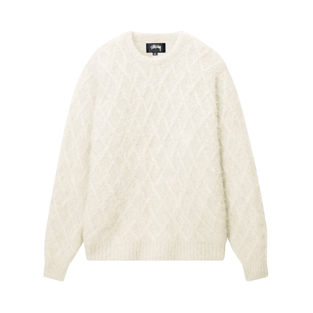 Stussy Fuzzy Lattice Crew Sweater Ivory