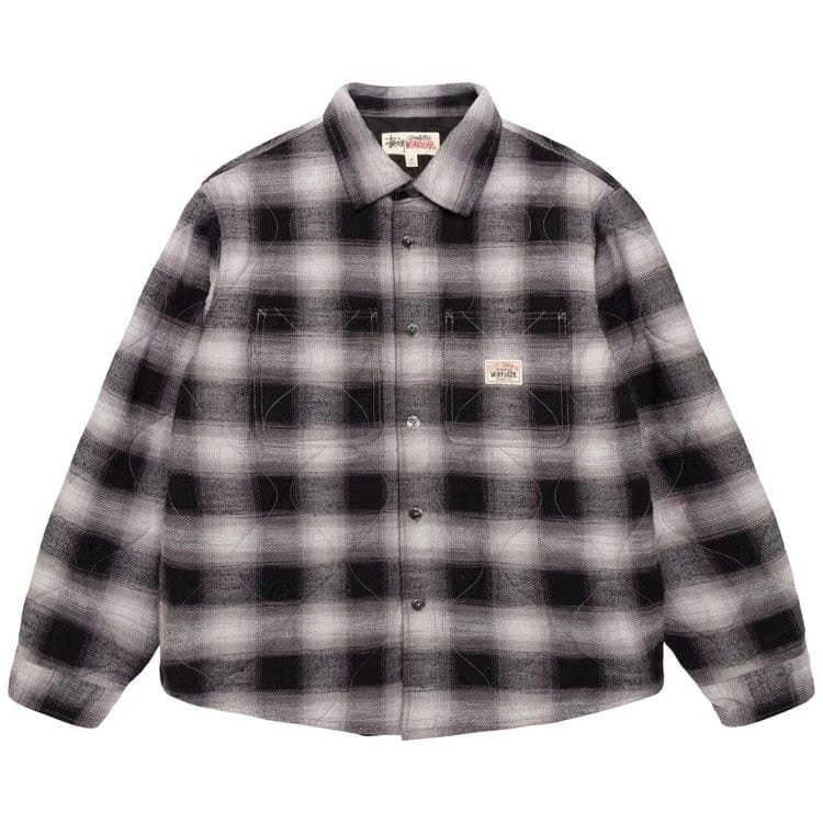 Stussy Quilted Plaid Shirt Jacket Grey