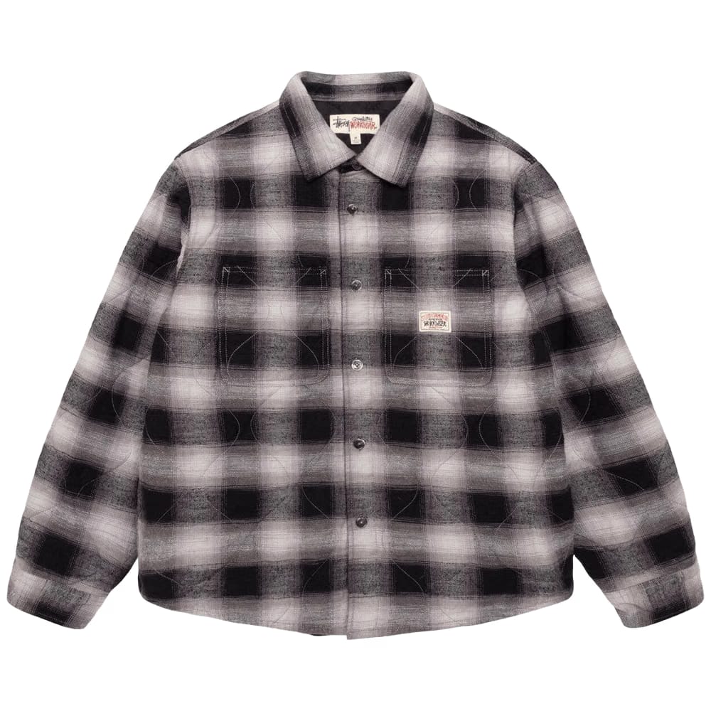 Stussy Quilted Plaid Shirt Jacket Grey