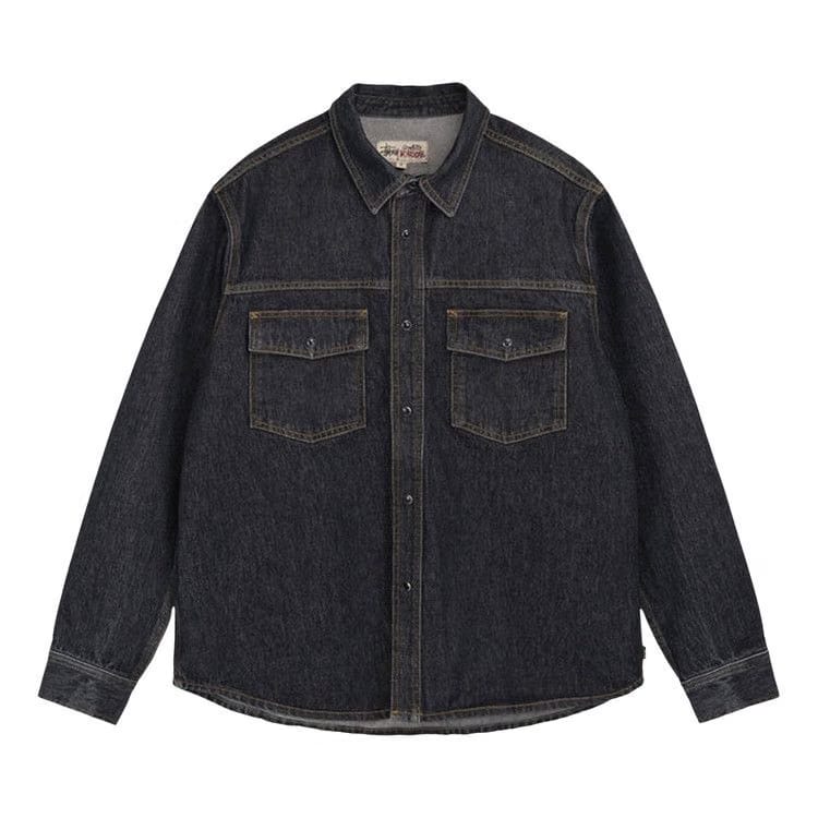 Stussy Boxy Western Denim Shirt Washed Black