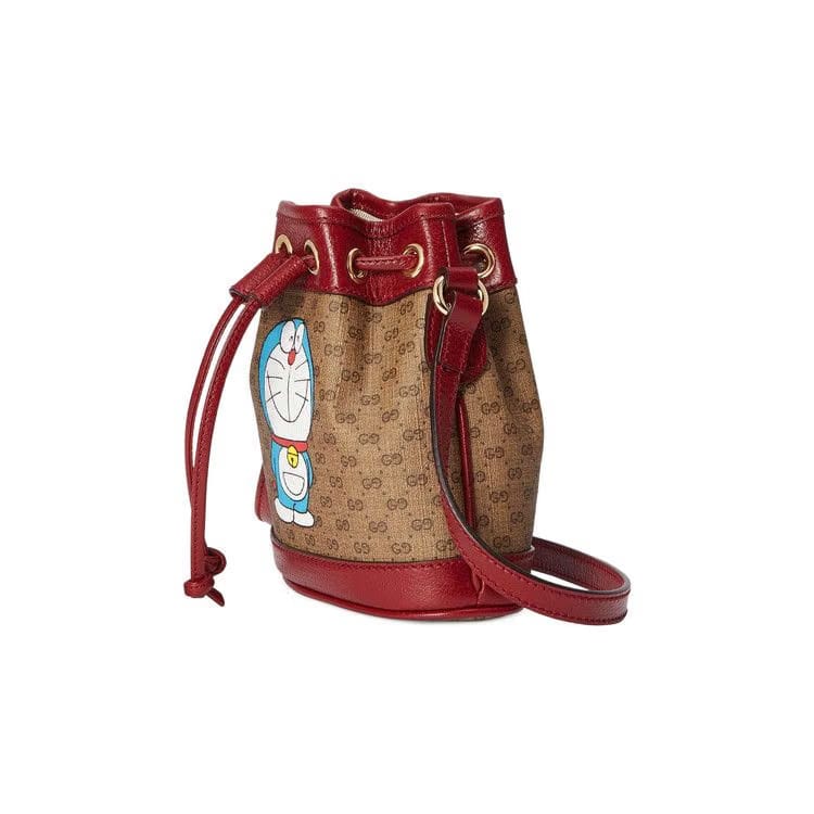 Gucci x Doraemon Mini Bucket Bag Beige/Red