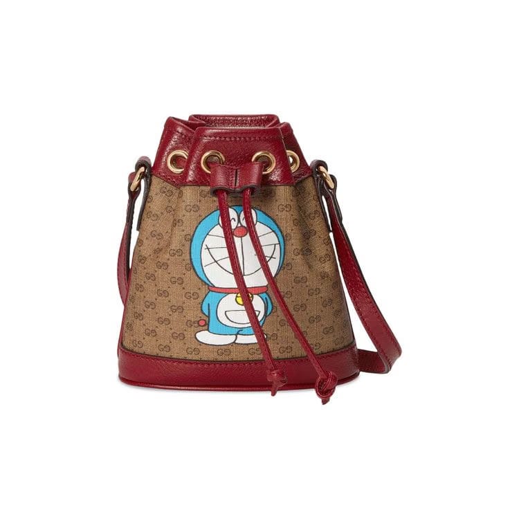 Gucci x Doraemon Mini Bucket Bag Beige/Red