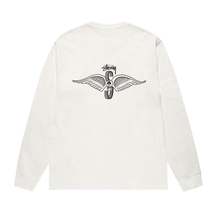Stussy Skull Wings Long-Sleeve T-Shirt Pigment Dyed Natural