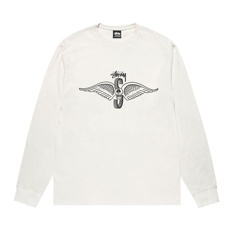 Stussy Skull Wings Long-Sleeve T-Shirt Pigment Dyed Natural