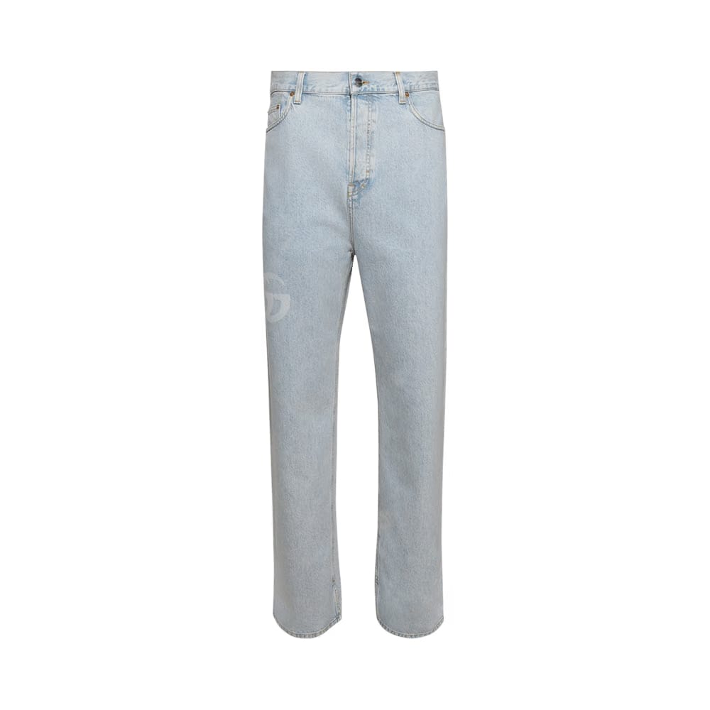 Gucci Baggy Fit Bleached Jeans Turquoise Blue