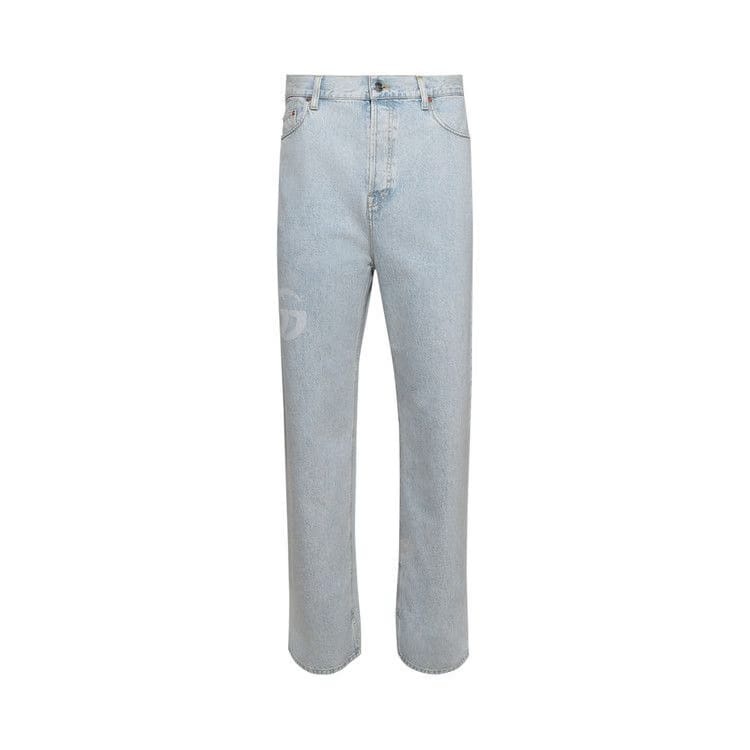 Gucci Baggy Fit Bleached Jeans Turquoise Blue