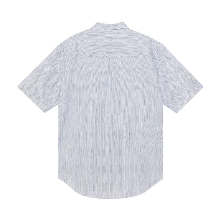 Stussy Wavy Striped Shorts-Sleeve Shirt Blue