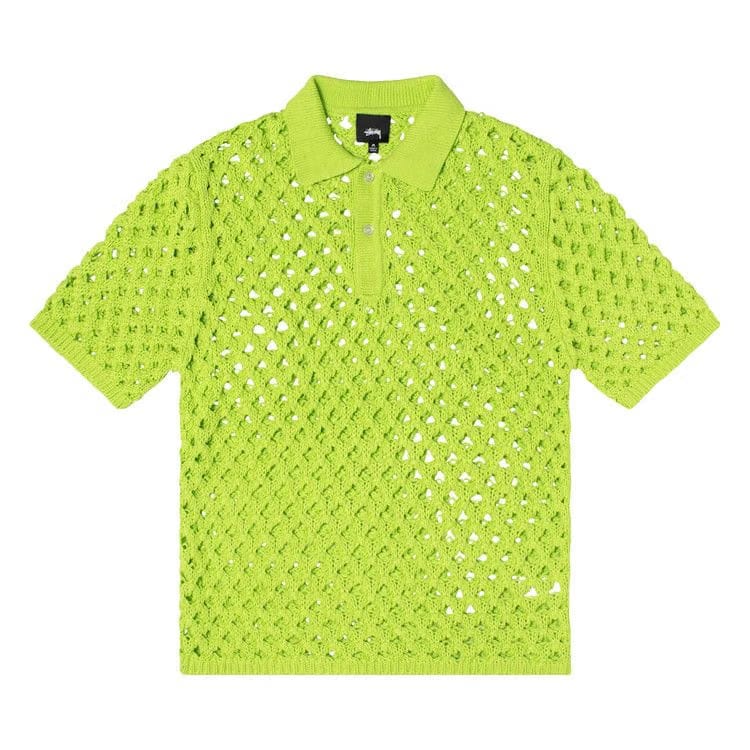 Stussy Big Mesh Polo Sweater Lime
