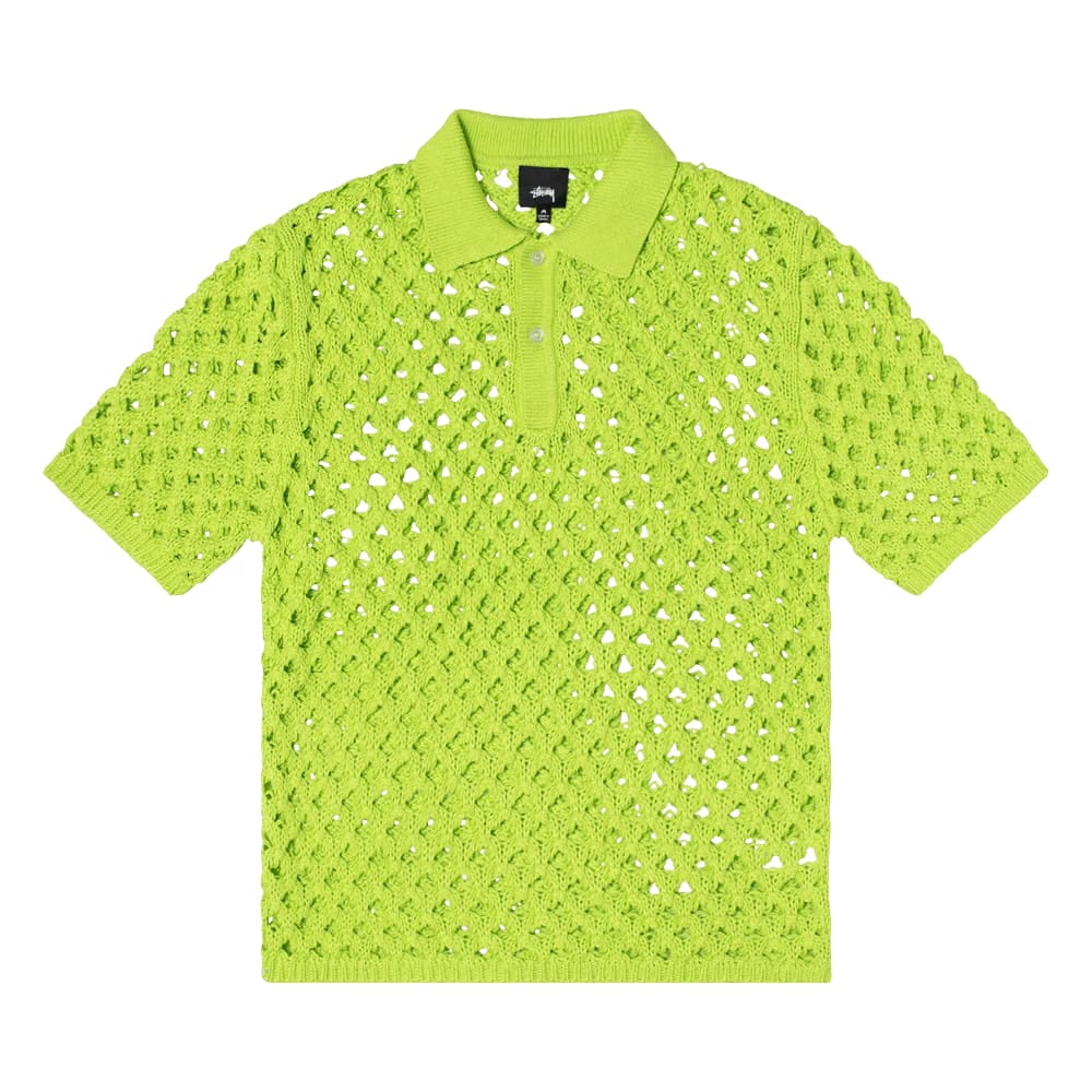 Stussy Big Mesh Polo Sweater Lime
