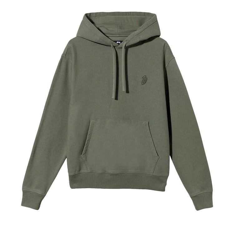 Stussy Swirl Appliqué Hoodie Olive