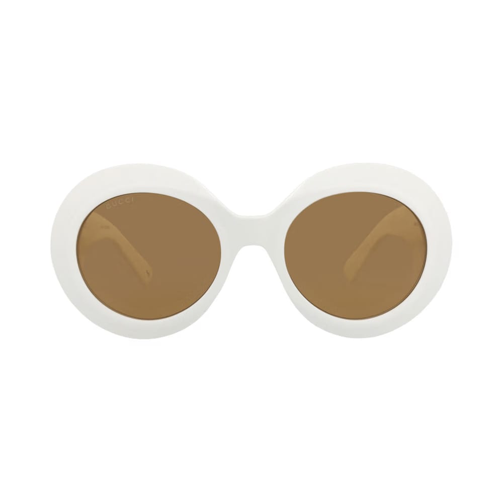 Gucci Round-Frame Recycled Acetate Sunglasses White Brown