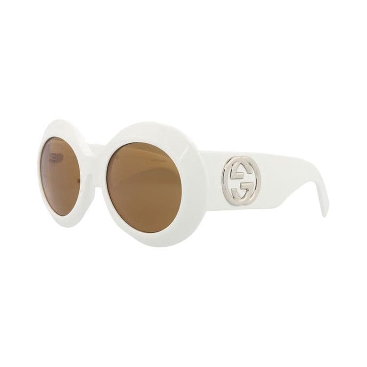 Gucci Round-Frame Recycled Acetate Sunglasses White Brown