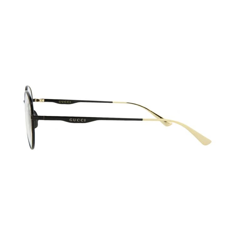 Gucci Round-Frame Metal Optical Frames Black Transparent