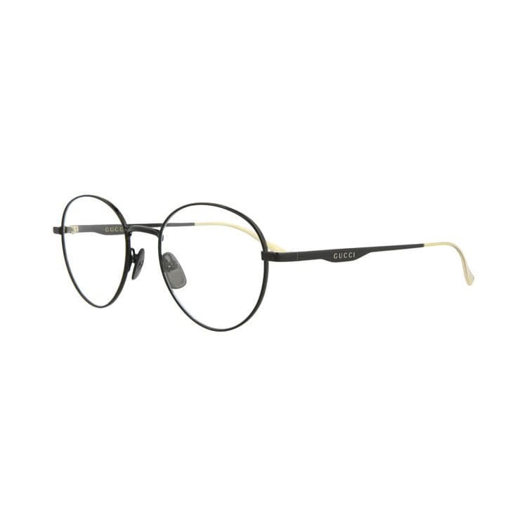 Gucci Round-Frame Metal Optical Frames Black Transparent