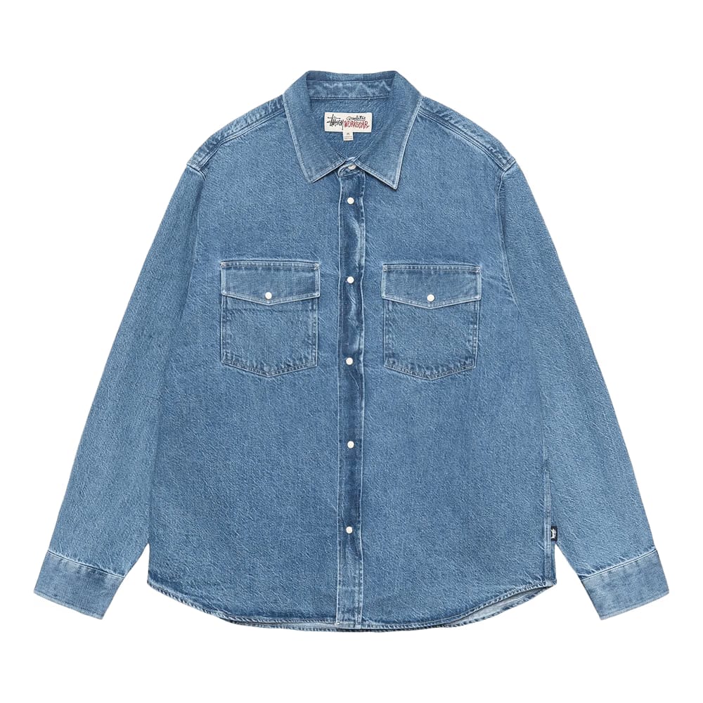 Stussy Boxy Western Denim Shirt Light Denim